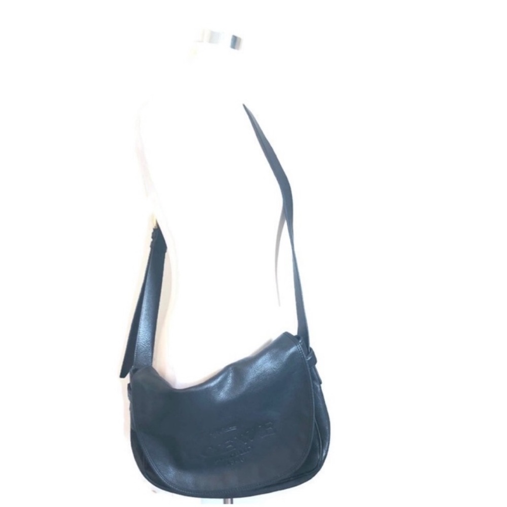 Vintage Loewe Heritage Messenger Bag Black Leather XL Logo Crossbody Spain - Picture 3 of 14